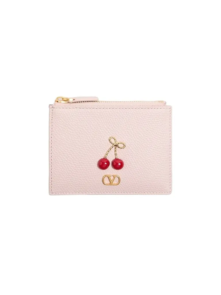 Valentino Garavani Women's Cherryfic Grainy Calfskin Cardholder - Rose Quartz - Women's Clothing