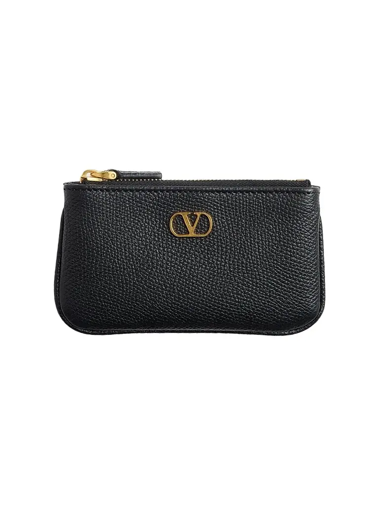 Valentino Garavani Women's Grainy Calfskin Key Ring - Black - Women's Clothing