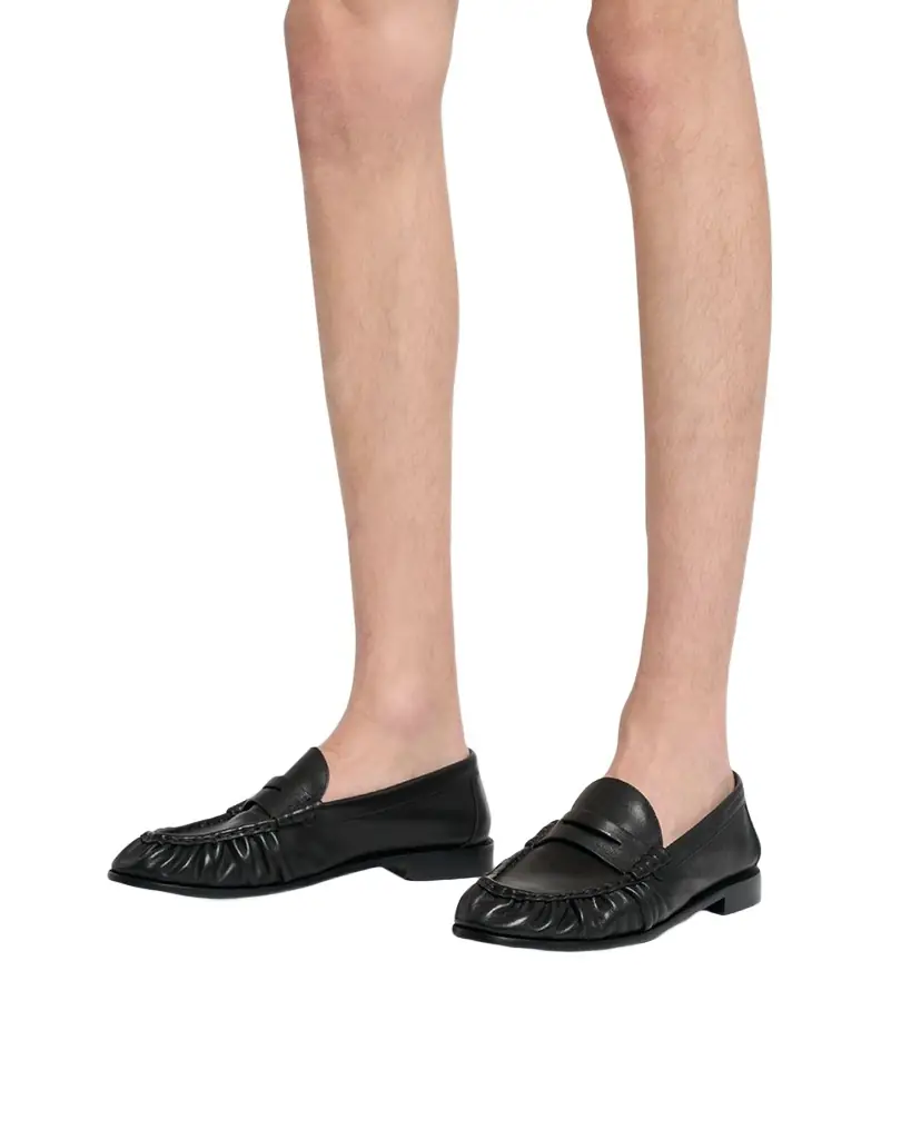 Saint Laurent Men 's Le Loafer Creased Leather Mules