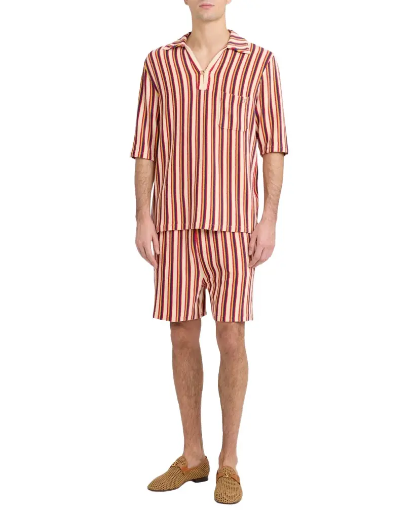 Valentino Garavani Men 's Striped Toweling Camp Shirt