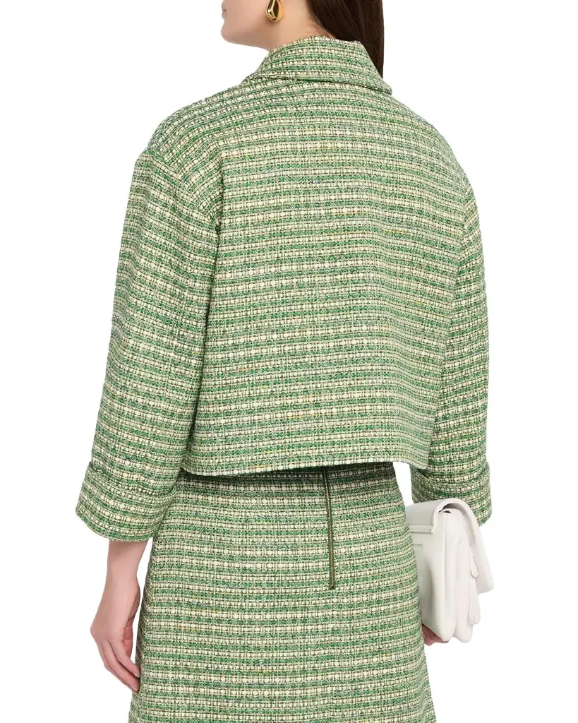 Carolina Herrera Boxy Cotton-Blend Crop Jacket