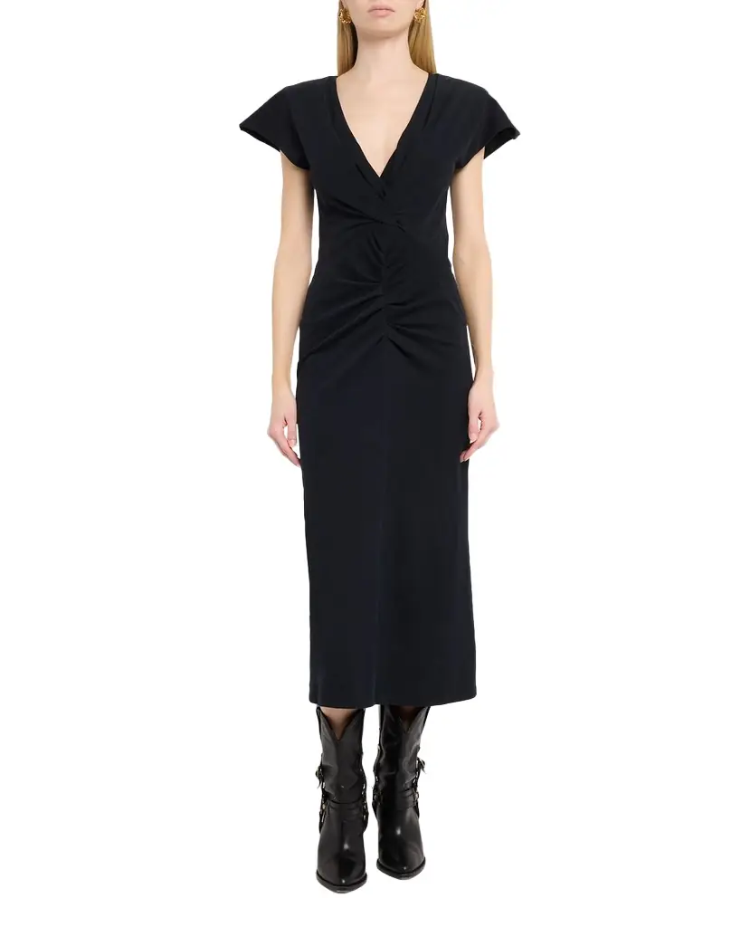 Isabel Marant Nadra Gathered Waist Jersey Midi Dress