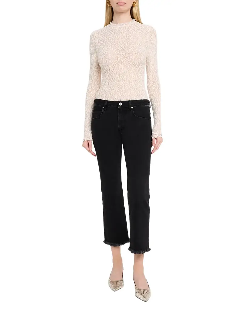 Isabel Marant Brany Stretch Lace Long-Sleeve Top