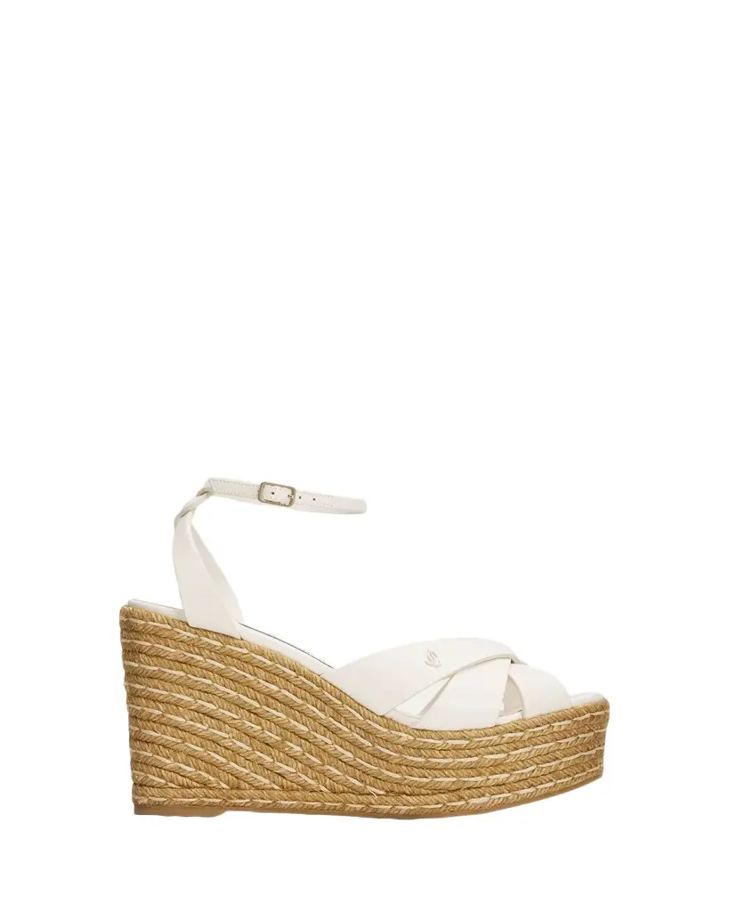 Jimmy Choo 100mm Korra Leather Espadrille Platform Sandals