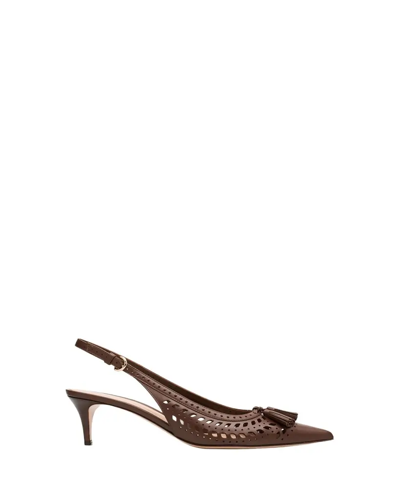 Gianvito Rossi 55mm Vitello Cutout Leather Slingback Pumps