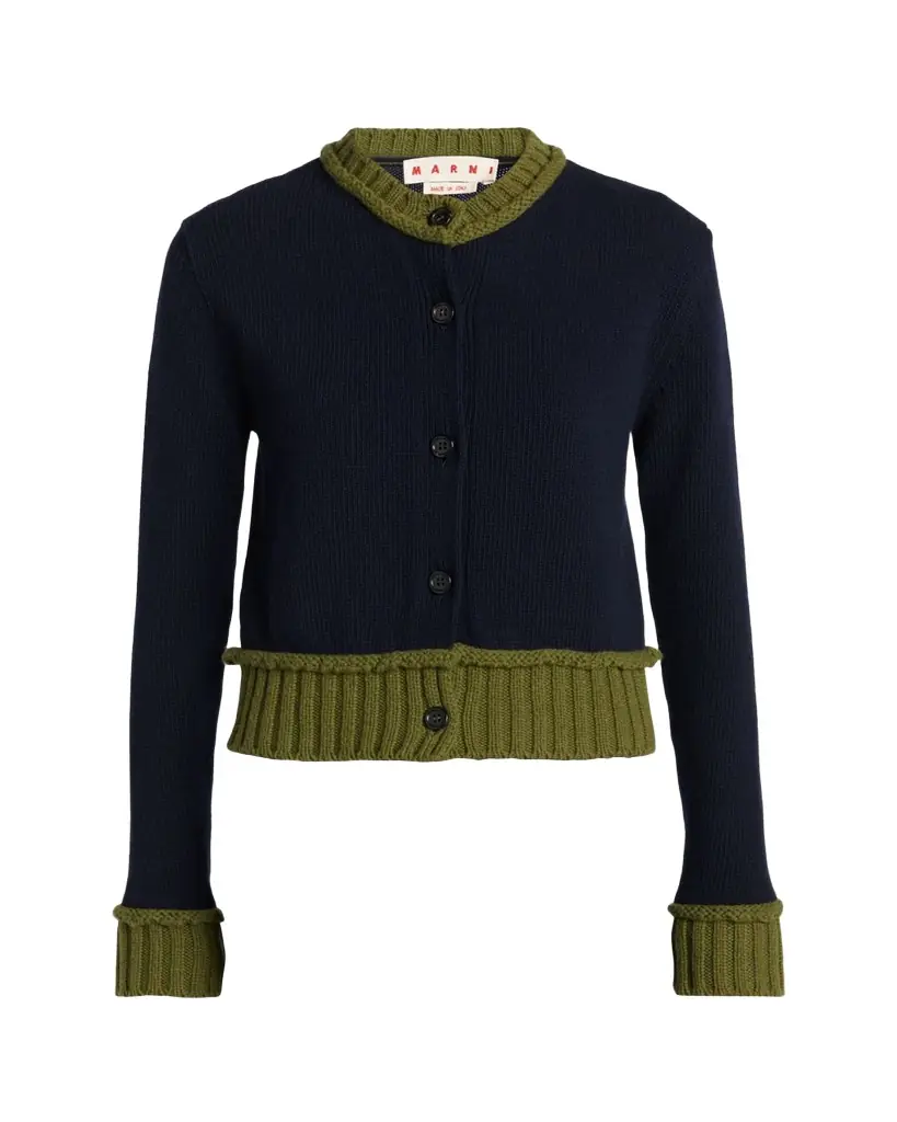Marni Wool-Blend Contrast-Trim Cardigan