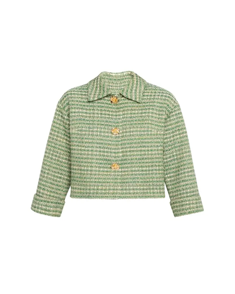Carolina Herrera Boxy Cotton-Blend Crop Jacket