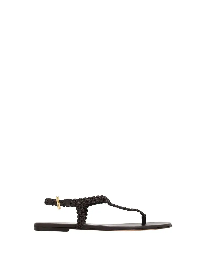Gianvito Rossi Braided Nappa Leather Flat Thong Sandals