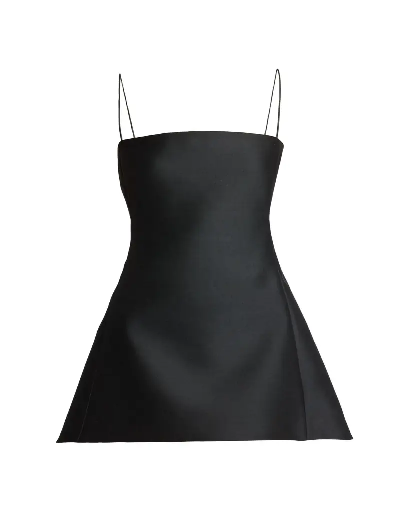Balenciaga Square-Neck High-Low Mini Babydoll Dress