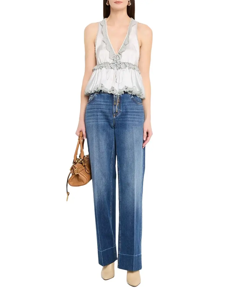Chloe V-Neck Sleeveless Satin Babydoll Top