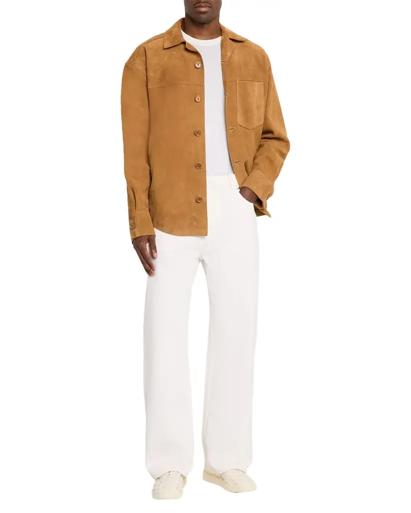 Ami Paris Men 's Leather Button-Down Overshirt