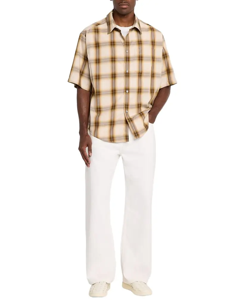Ami Paris Men 's Ami De Coeur Boxy-Fit Plaid Short-Sleeve Shirt