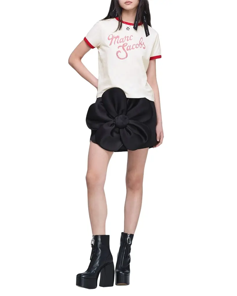 Marc Jacobs Logo Short-Sleeve Ringer Femme Tee