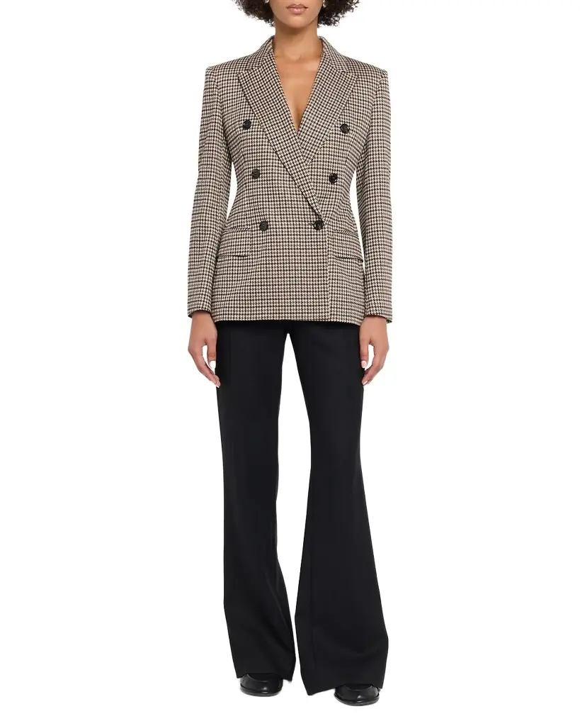 Max Mara Wool Houndstooth Double-Breasted Jacket