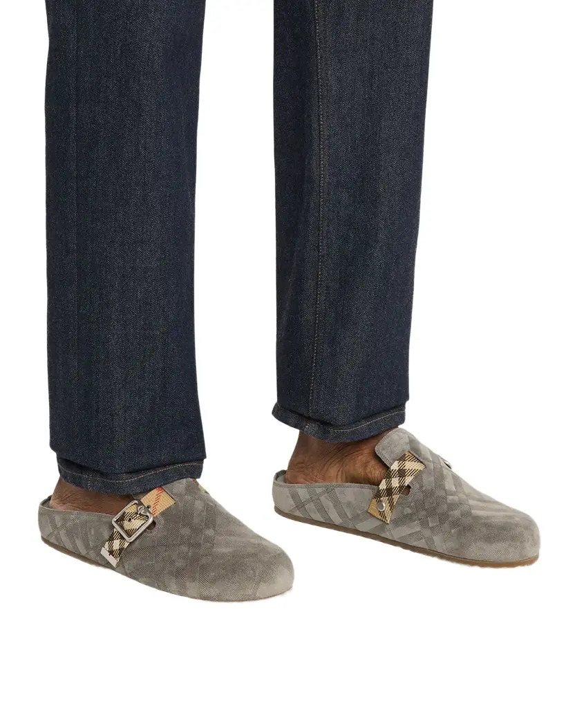 Burberry Men 's Urchin Check Suede Clogs