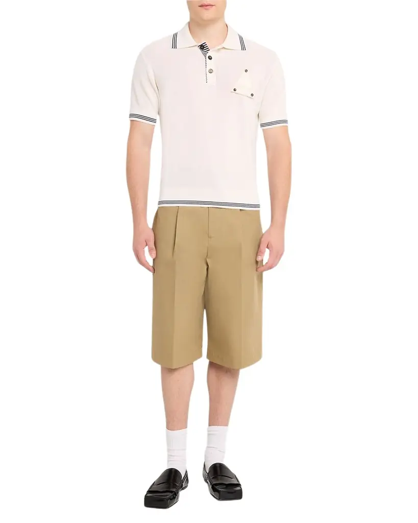 Jacquemus Men 's Silk and Cotton Mesh Polo Shirt