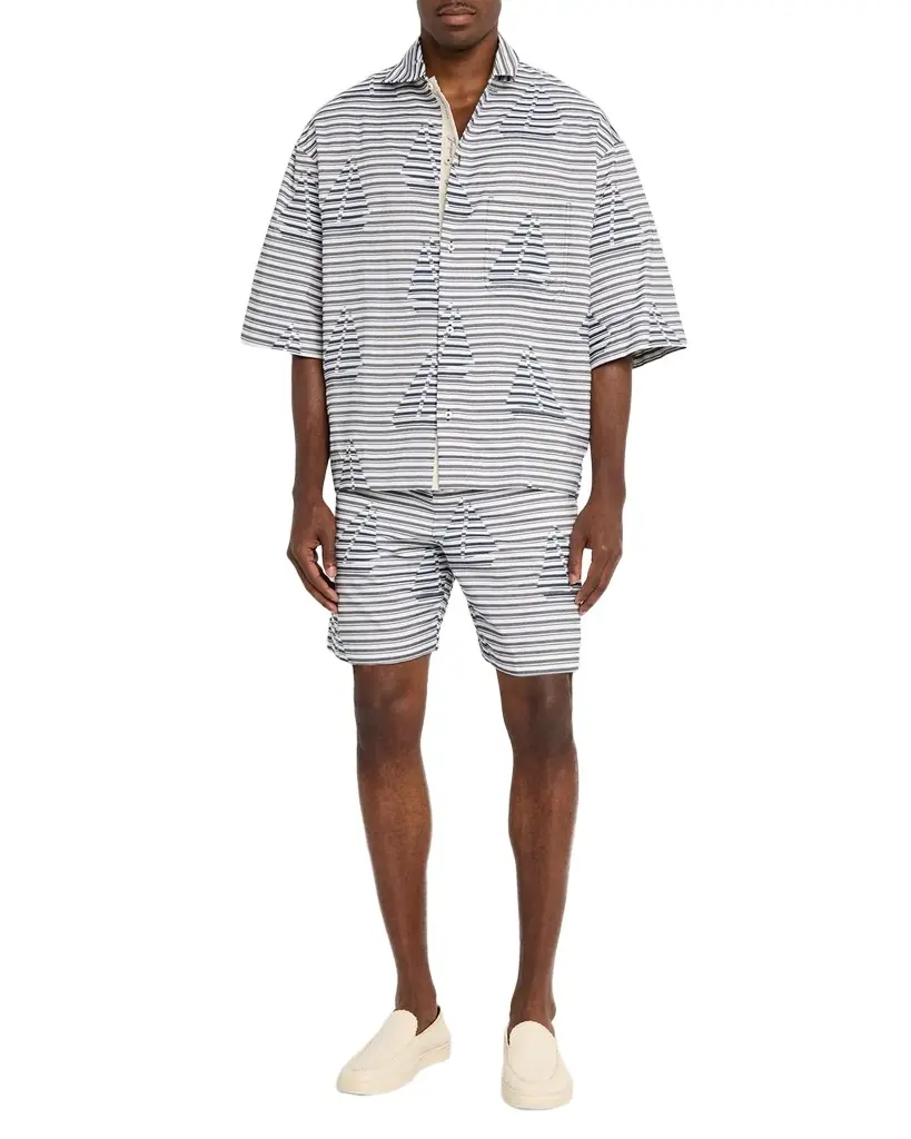 Jacquemus Men 's La Chemise Plage Stripe Sailboat Short-Sleeve Shirt