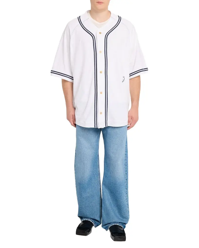 Jacquemus Men 's La Chemise Cotton and Hemp Baseball Shirt