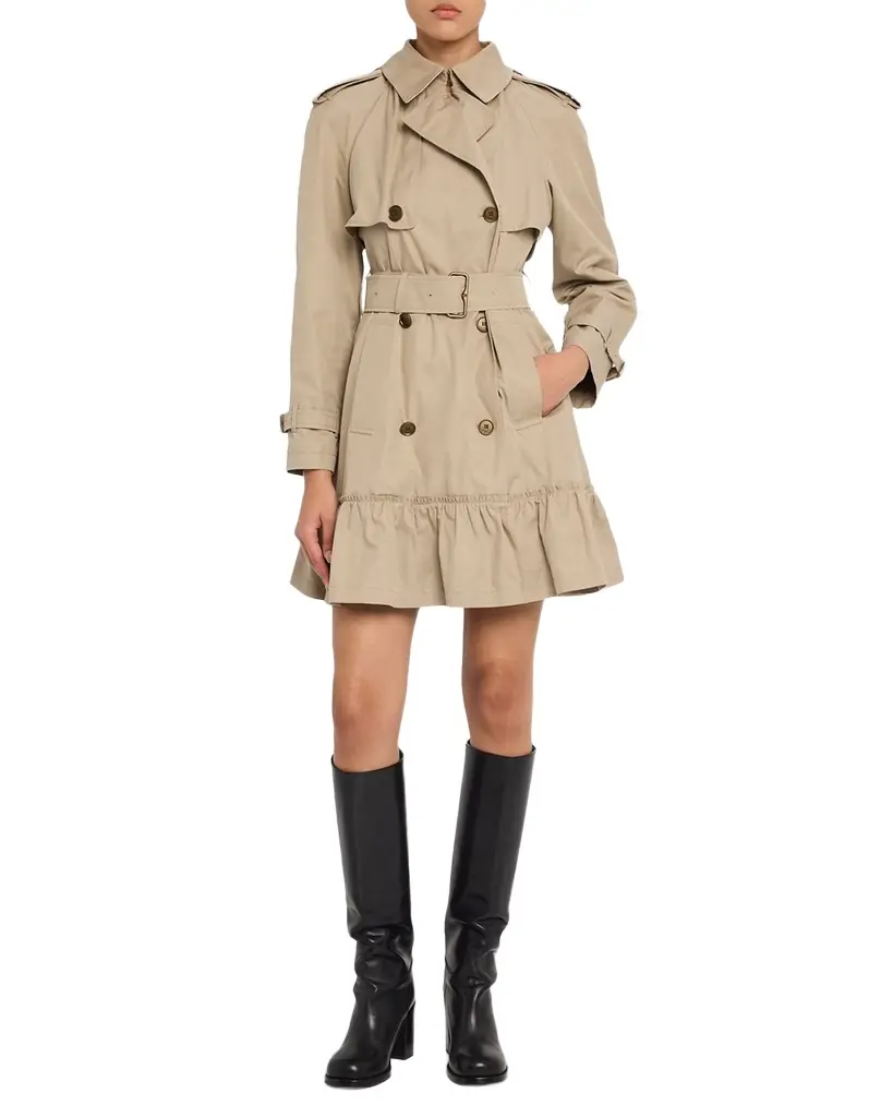 Burberry Ruffle Belted Short Trench Coat