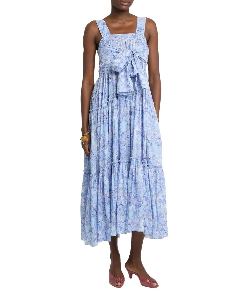 Chloe Painted Flowers Cotton Maxi Dress