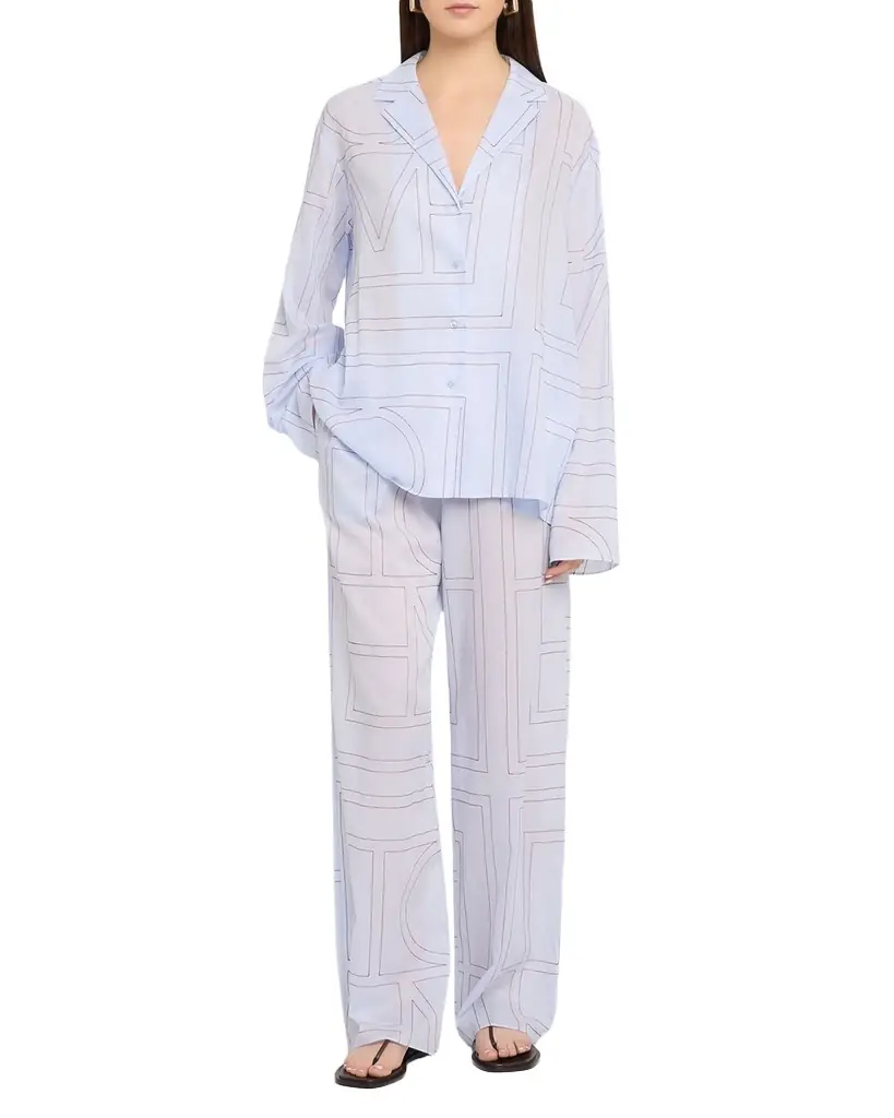 Toteme Monogram Cotton Voile Pajama Top