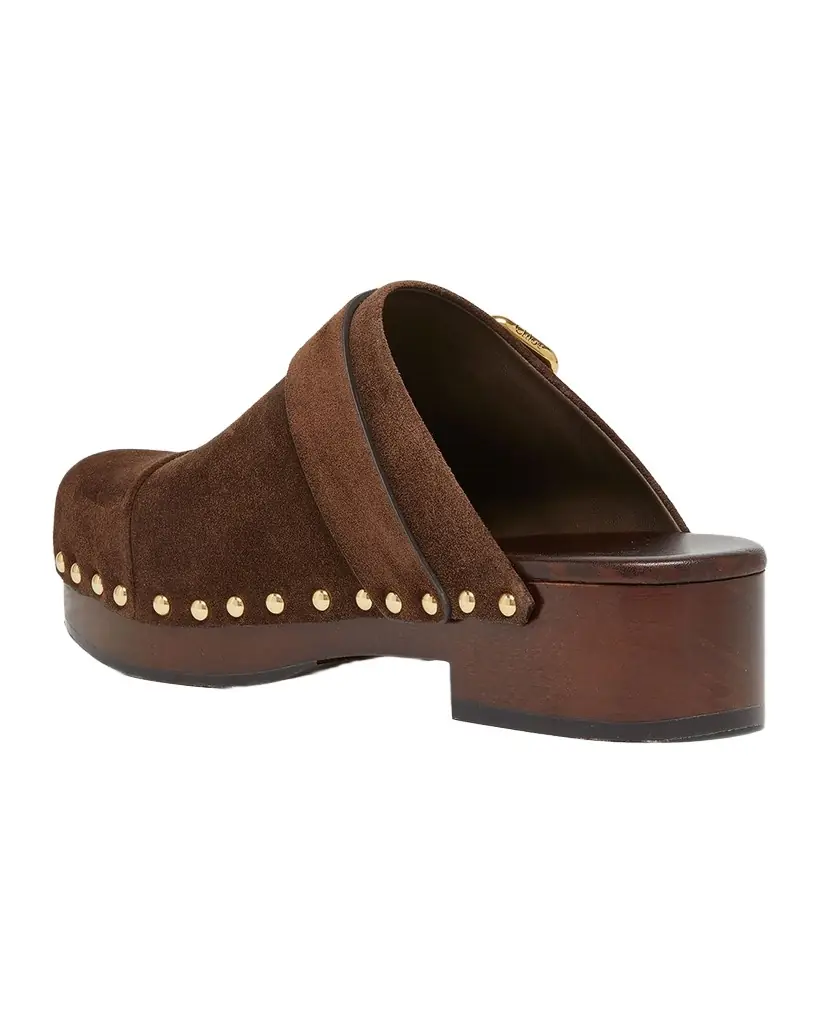 Chloe Jeannette Suede Buckle Clogs