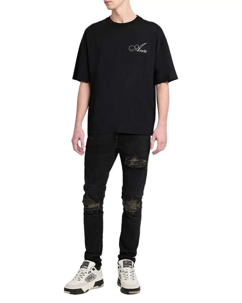 Amiri Men 's Crystal-Embellished Logo Cotton T-Shirt