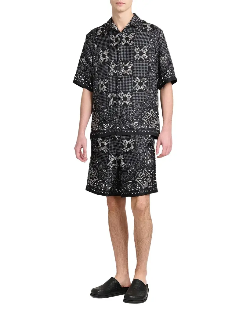 Amiri Men 's Silk MA Quad Paisley Short-Sleeve Shirt