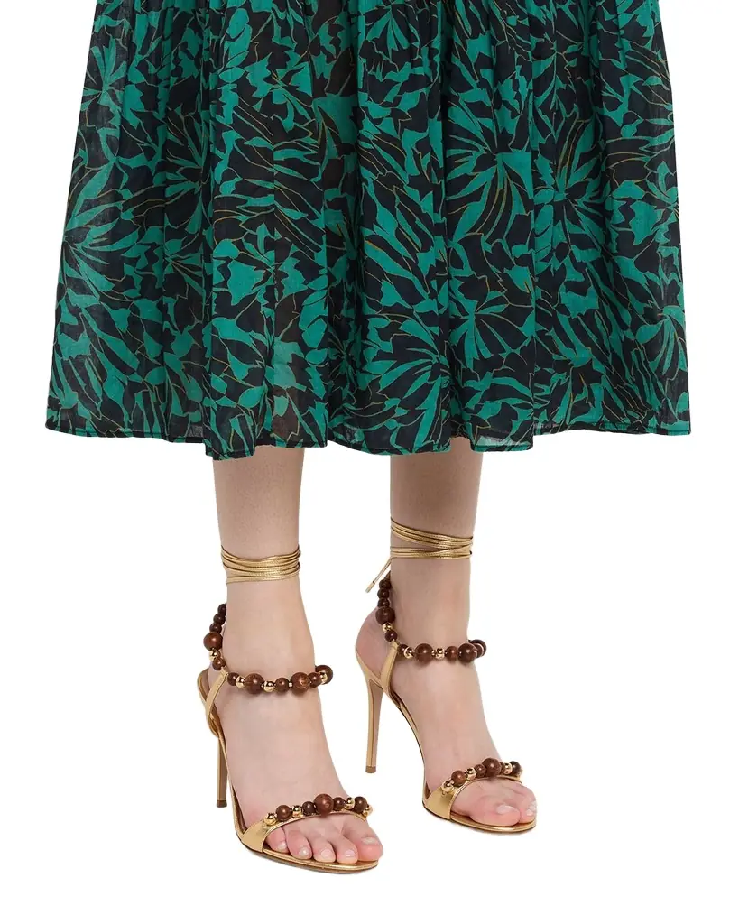 Gianvito Rossi 95mm Beaded Metallic Nappa Leather Ankle-Tie Sandals