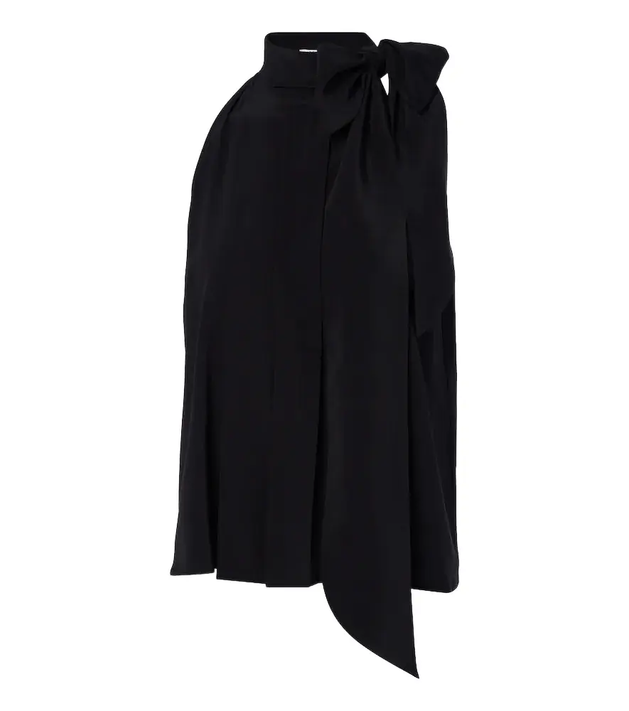 Max Mara Pleated tie-neck silk crêpe de chine top