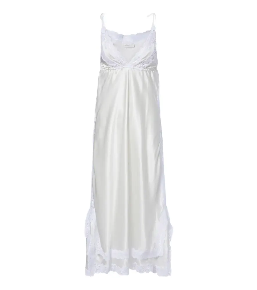 Magda Butrym Lace-trimmed silk satin slip dress