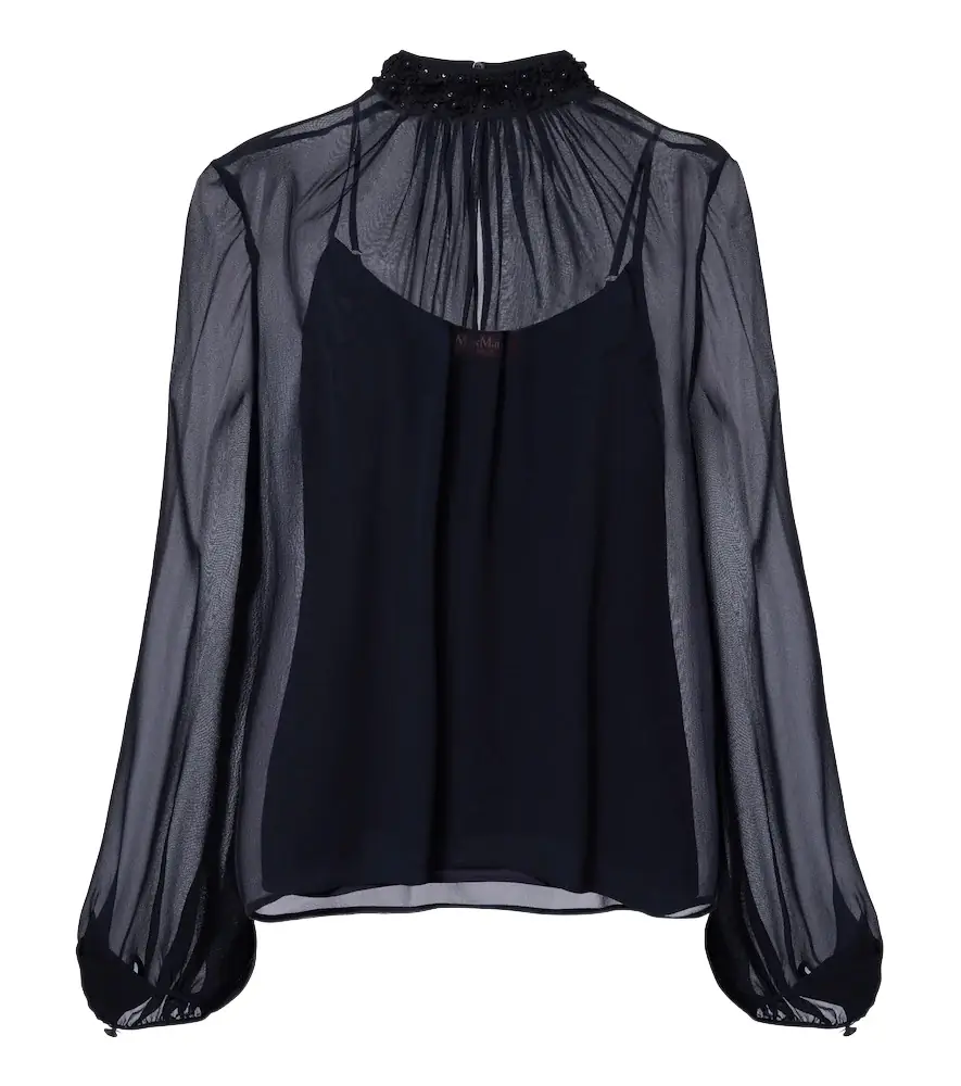 Max Mara Embellished sheer blouse