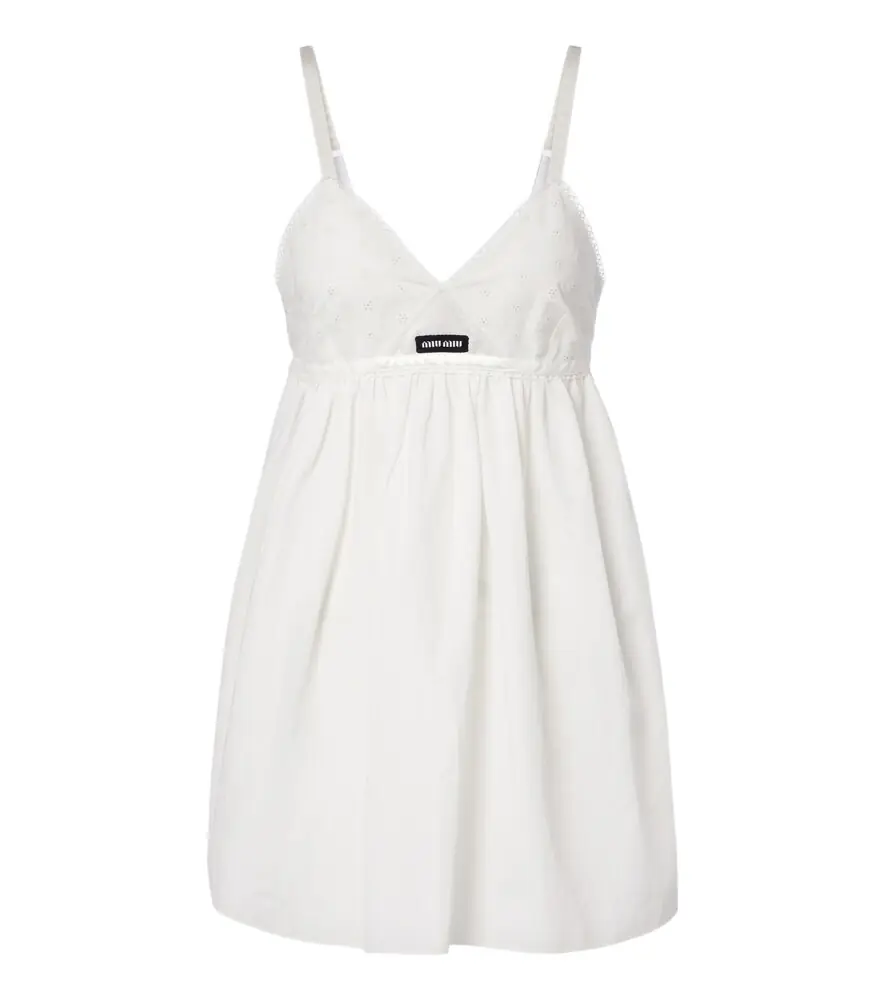 Miu Miu Embroidered cotton and linen-blend minidress