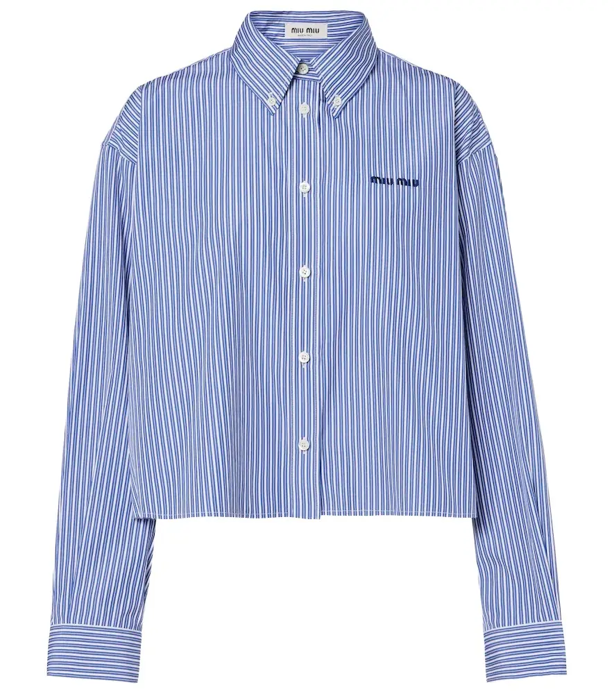 Miu Miu Striped cropped cotton poplin shirt