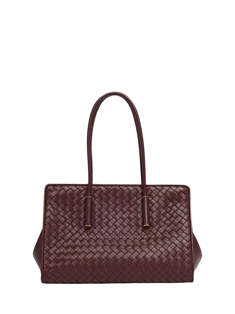 Bottega Veneta Women's Barbara Intrecciato Leather Tote Bag - Deep Mahogan Brass