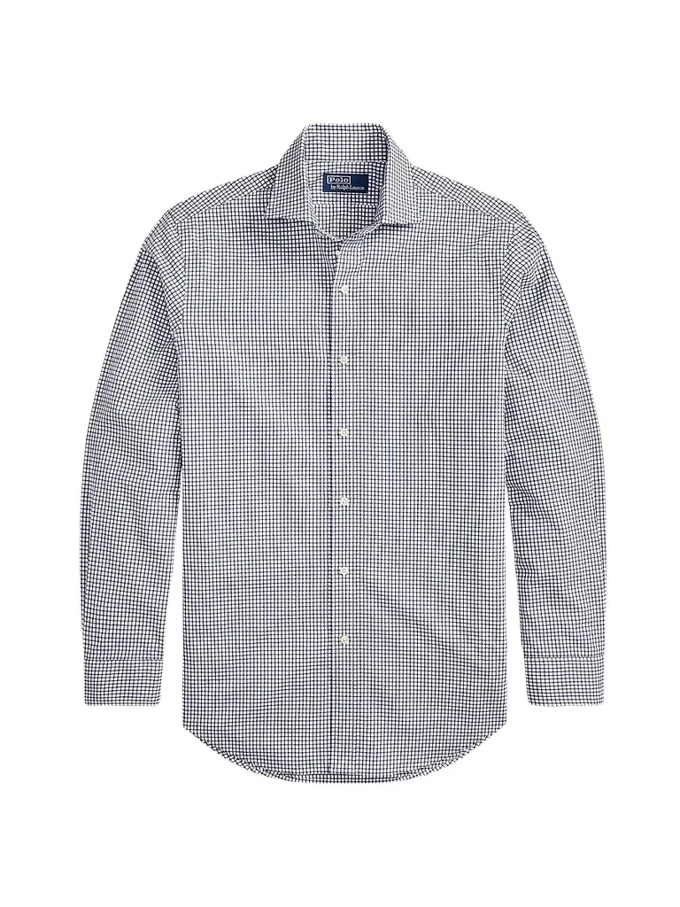 Ralph Lauren Men's Glen Plaid Poplin Classic-Fit Shirt - Navy White