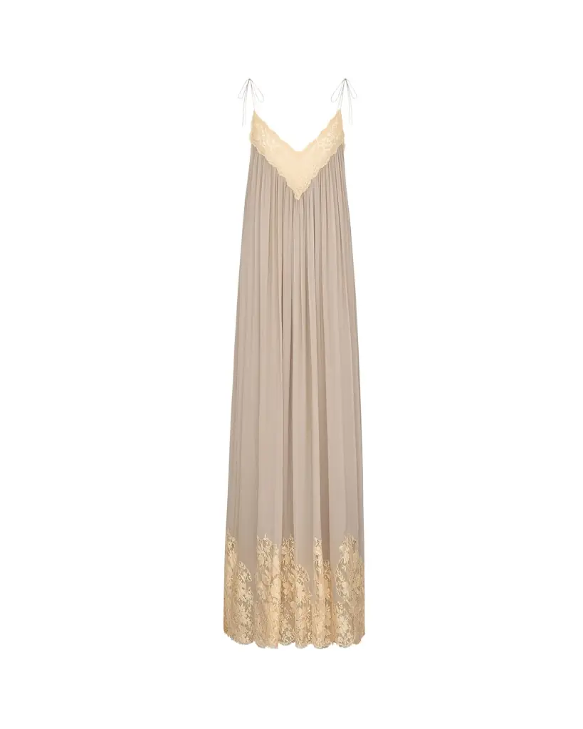 Yves Saint Laurent gathered dress in silk crepe muslin and lace - Women's Clothing