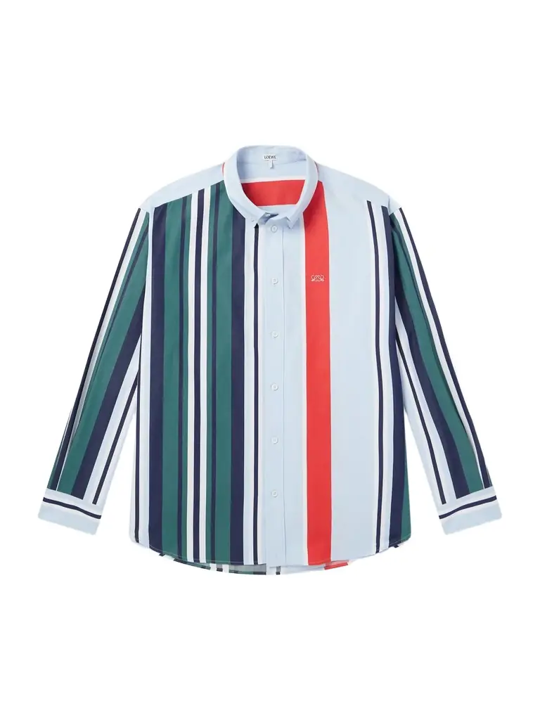 Loewe Anagram-Embroidered Striped Cotton-Twill Shirt - Men