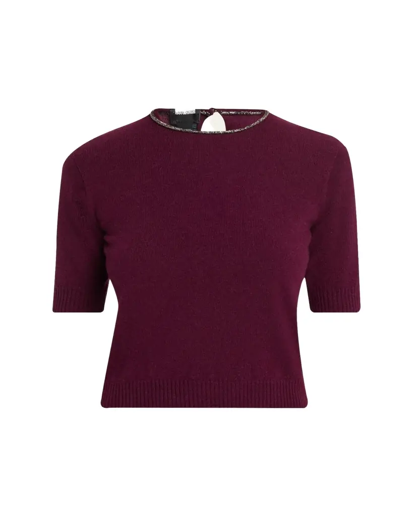 Giorgio Armani Embellished Short-Sleeve Cashmere Crewneck Sweater