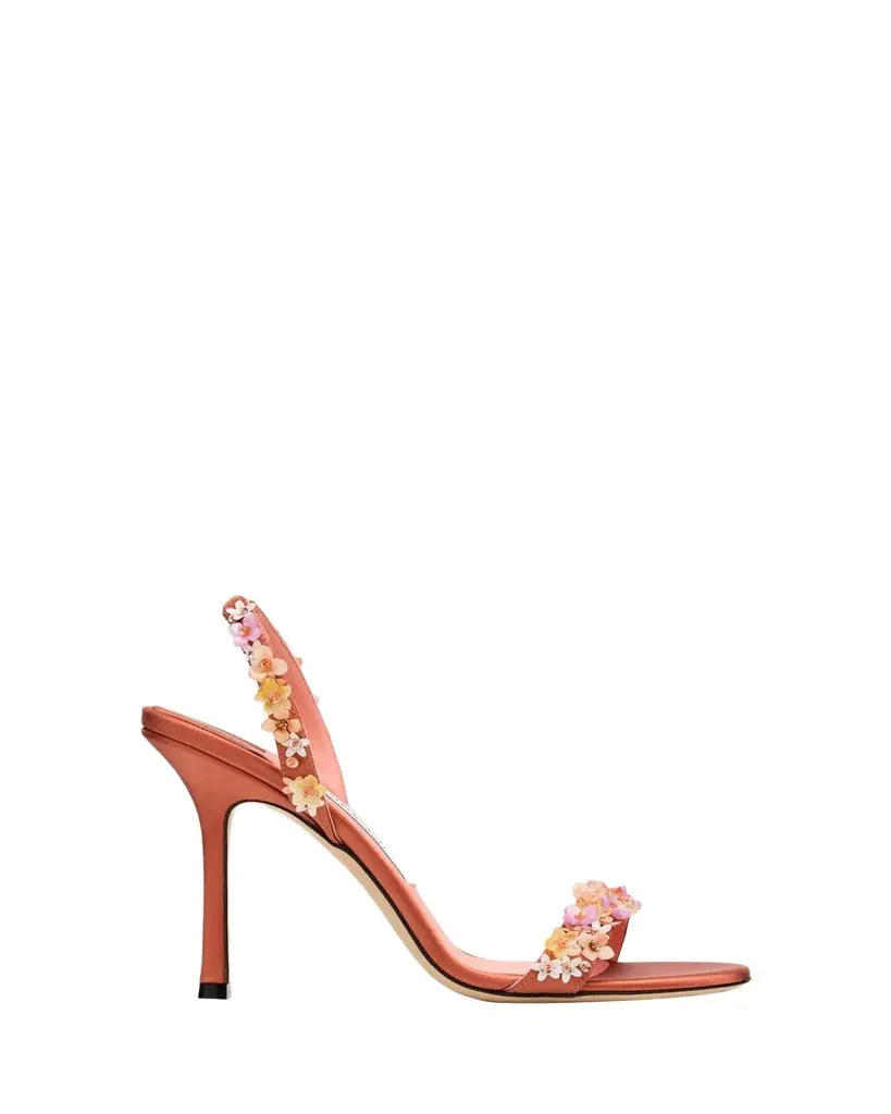 Jimmy Choo 100mm Jenn Flower-Embellished Satin Sandals - Women's Shoes