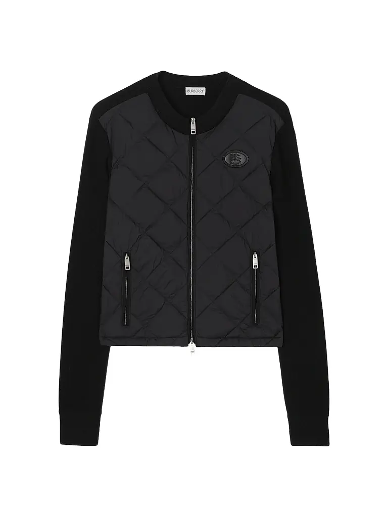 Burberry Women's Quilted Nylon & Wool Knit Jacket - Black - Women's Clothing