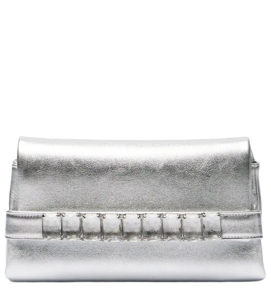 Jimmy Choo Kya metallic leather clutch