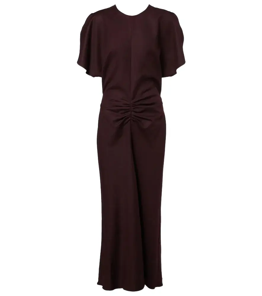 Victoria Beckham Bela gathered virgin wool midi dress