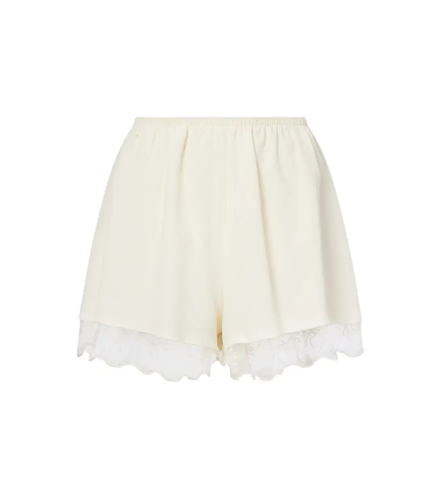 Simone Rocha Lace-trimmed satin shorts