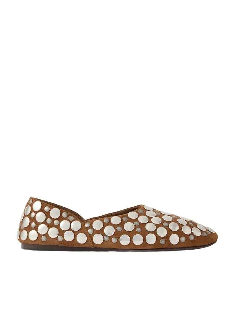 Khaite Jane studded suede flats - Women's Shoes