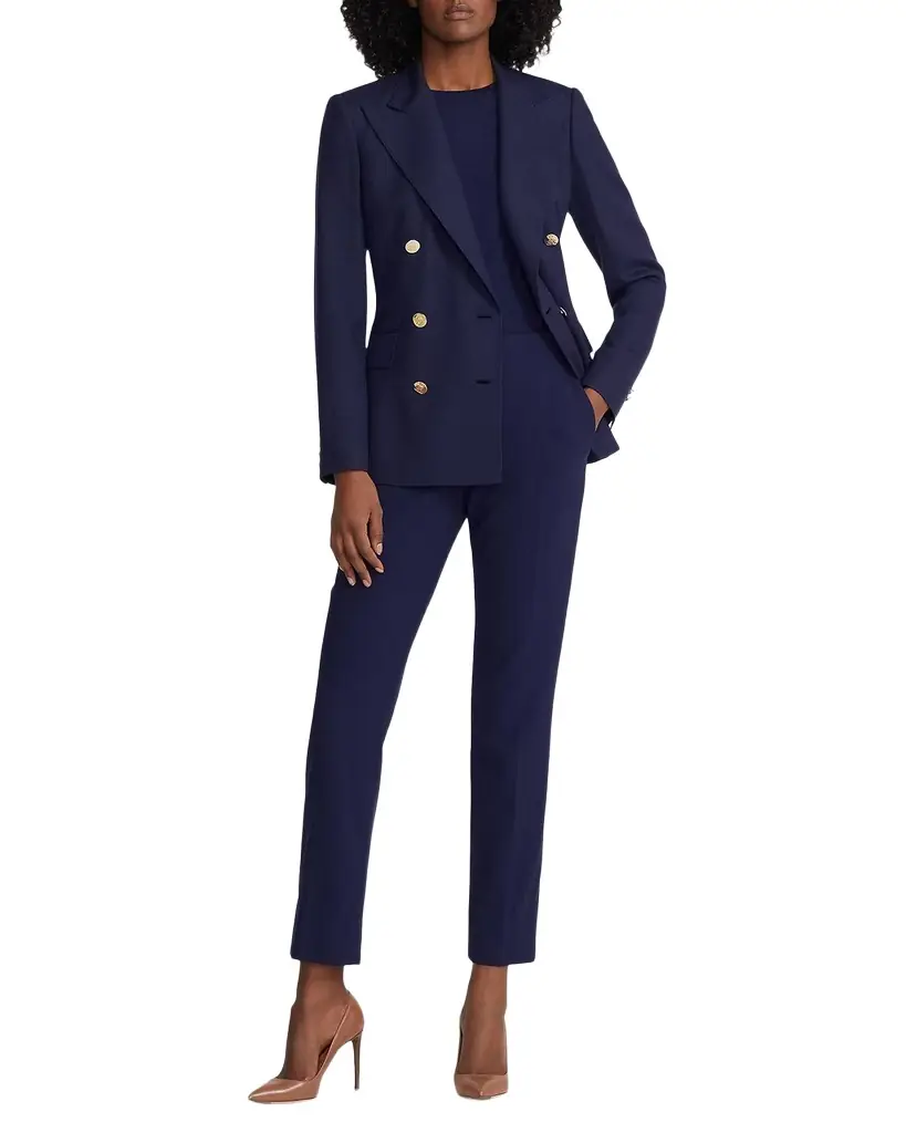 Ralph Lauren Lux Wool Crepe Slim-Leg Ankle Pants - Women's Clothing