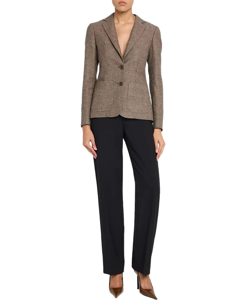 Burberry Prince of Wales Check Wool-Linen Single-Breasted Jacket