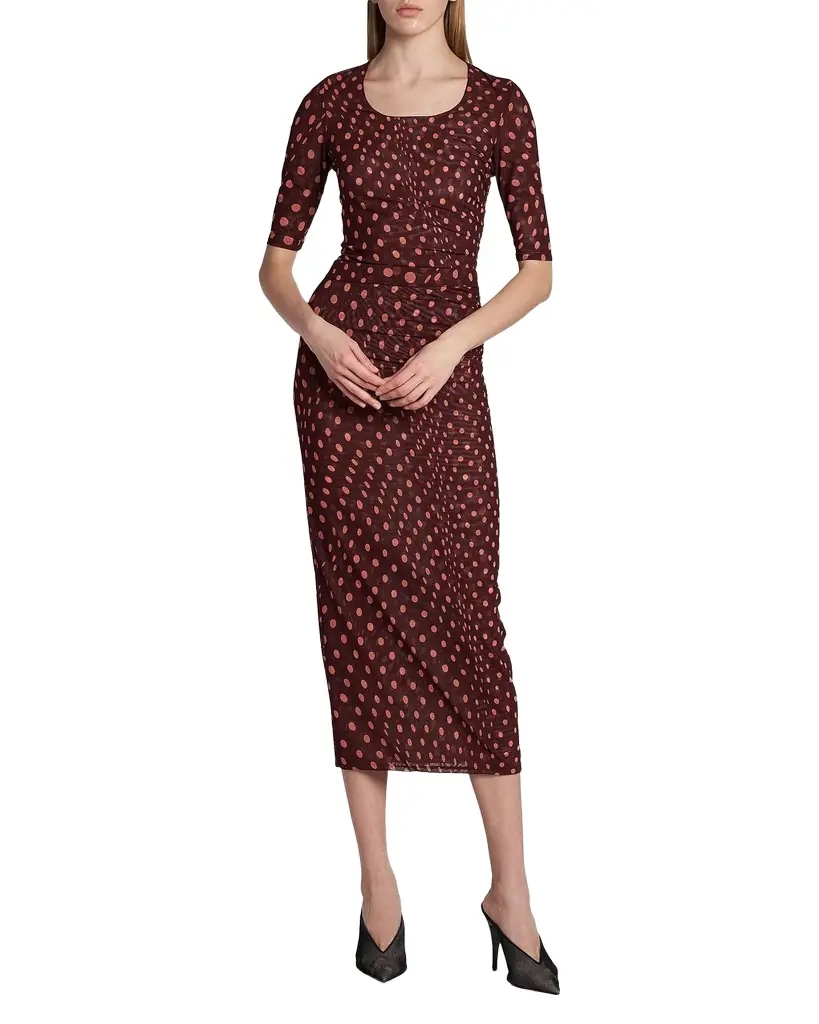 Stella McCartney Polka Dot Mesh Elbow-Sleeve Top