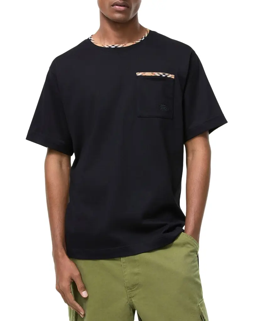 Burberry en 's Ryan Check-Trim Crewneck T-Shirt