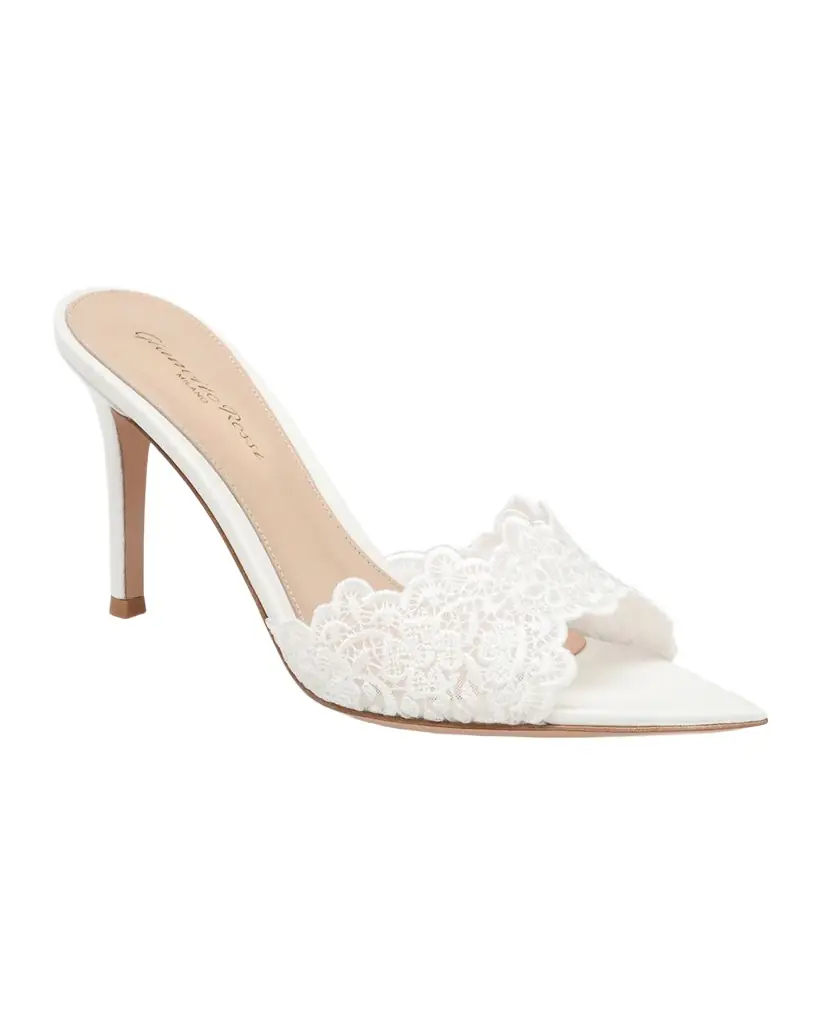Gianvito Rossi 85mm Yvonne Embroidered Mesh Mules - Women's Shoes